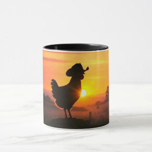 Mug Poulet de campagne avec un chapeau de cowboy drôle