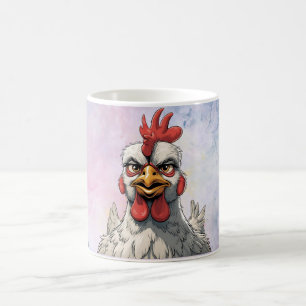 Mug Poulet de dessin animé mignon, floral coloré. Anim