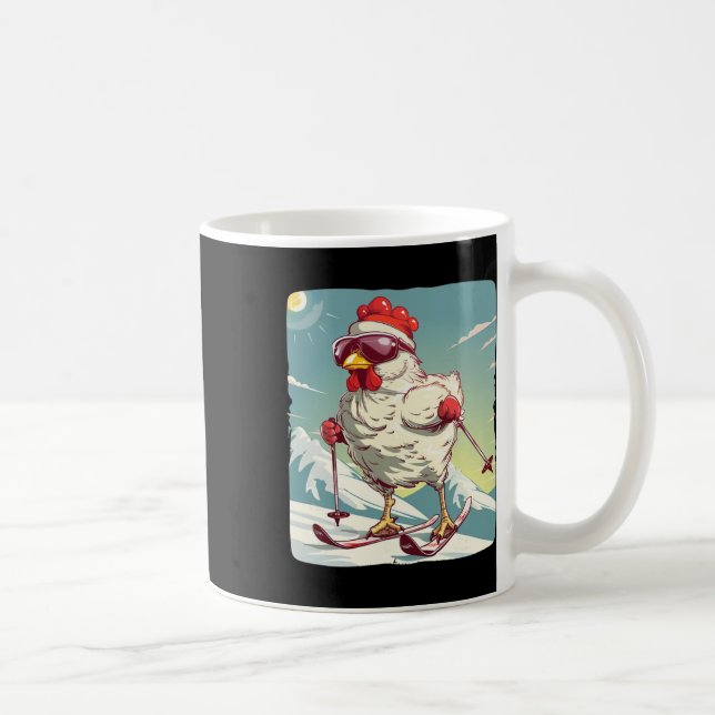 Mug Poulet d'hiver drôle avec chaussure de ski de fond (Droite)