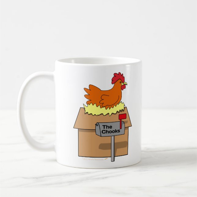 Mug Poulet drôle de Chambre de Chook sur la bande (Gauche)