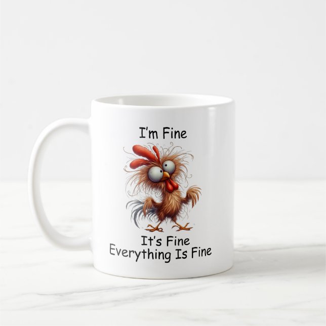 Mug Poulet fou Je vais bien Tout va bien Tout est fin (Gauche)
