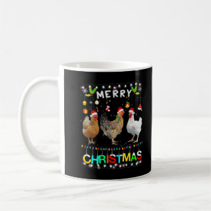 Mug Poulet Joyeux Noël Chapeau de Père Noël Lumières X