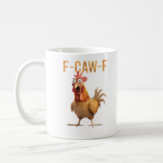 Mug Poulet qui crie drôle F Caw F Humour (Gauche)