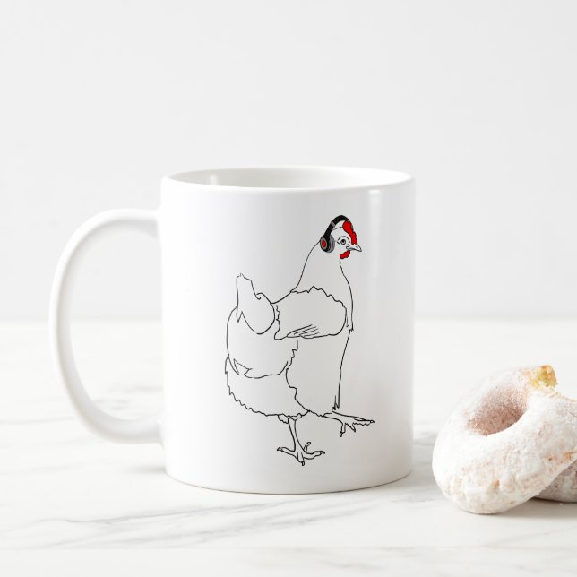 Mug Poulet Rap Viande Gratuit Animaux Amusants Art Vég (Avec donut)