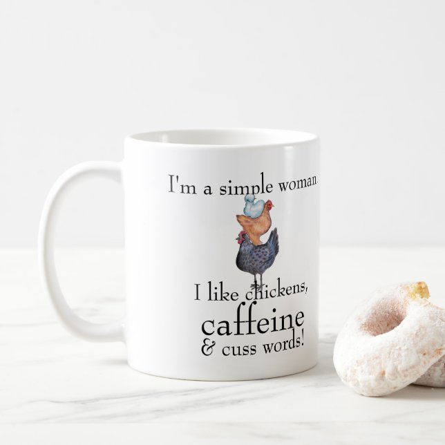 Mug Poulets, caféine et mots de caféine (Avec donut)