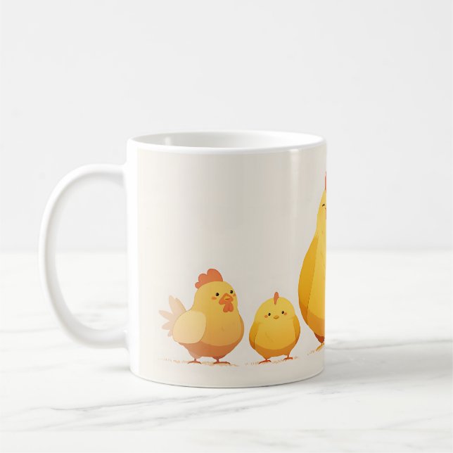 Mug Poulets (coq, poules et poussins) (Gauche)