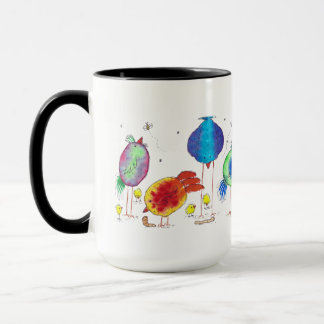 Mug Poulets d'aquarelle de Whimsical 15 oz de boîte en