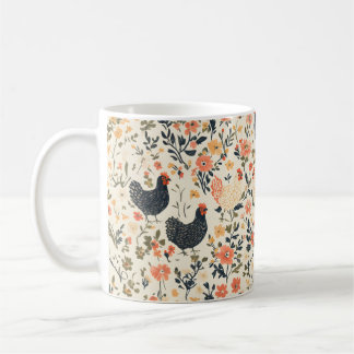 Mug Poulets de ferme, poules \ Fleurs Cottage