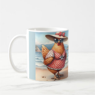 Mug Poulets en maillots de bain au bord de la mer