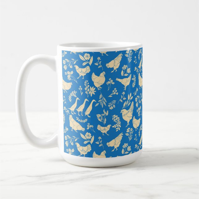Mug Poulets et canards dans la boue bleue classique (Gauche)