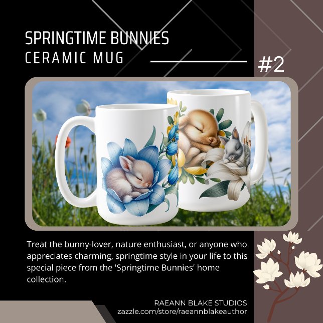 Mug Poulie de céramique 'Bunnies Springtime' (Créateur téléchargé)