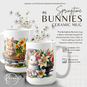 Mug Poulie de céramique 'Bunnies Springtime'