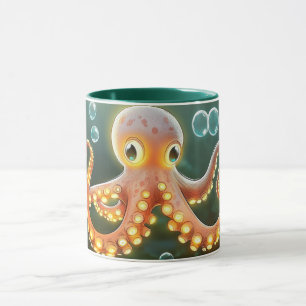 Mug poulpe de mer de style cartoon vibrant couleur mig