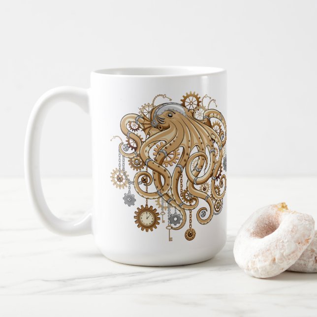 Mug Poulpe Steampunk Rétro Fantastique Mécanique (Avec donut)