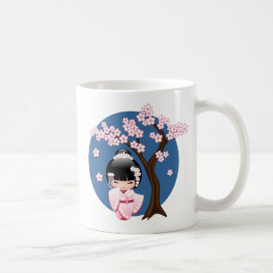 Mug Poupée blanche Kimono Kokeshi - Cute Geisha Girl 2