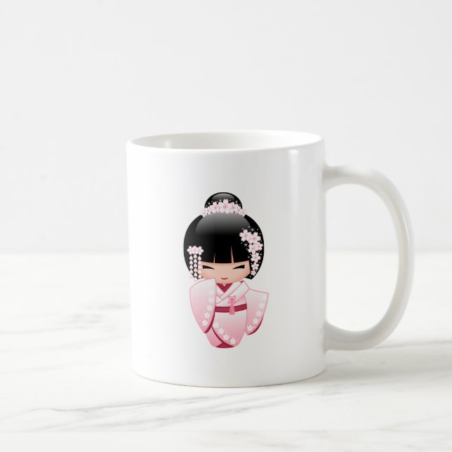 Mug Poupée blanche Kimono Kokeshi - Japonaise Geisha G (Droite)