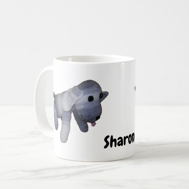 Mug - Poupée de chien rayé avec le nom (Devant gauche)
