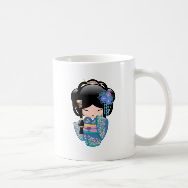 Mug Poupée Keiko Kokeshi - Blue Kimono Geisha Girl Cof (Droite)