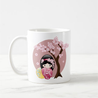 Mug Poupée Kokeshi Printemps - Cute Geisha Japonais en