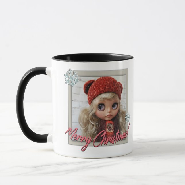 Mug Poupée ,pour noël , noël, (Gauche)