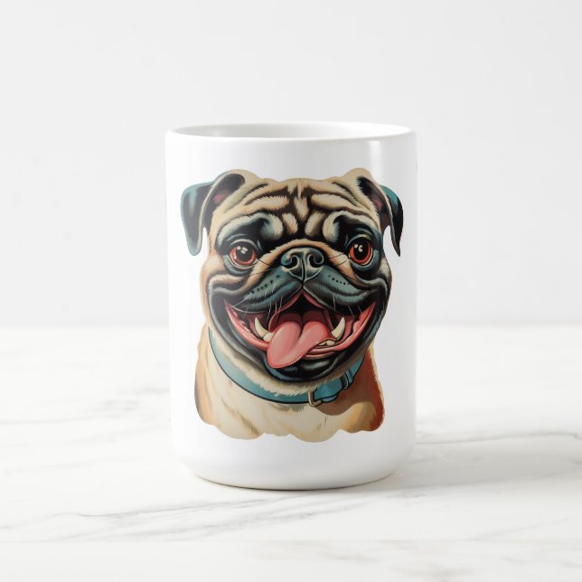 Mug pour amateur de chien Pug mignon souriant (Centre)