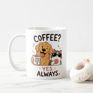Mug pour amateurs de café et d'animaux mignons drô