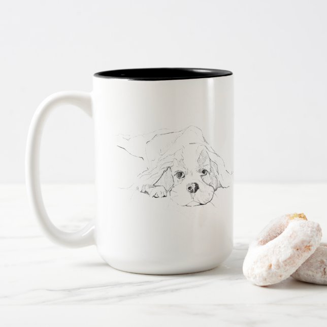 Mug pour animal de compagnie Cavalier King Charles (Avec donut)