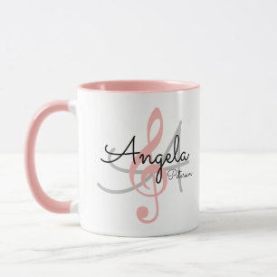Mug pour elle un monogramme Pink treble clef