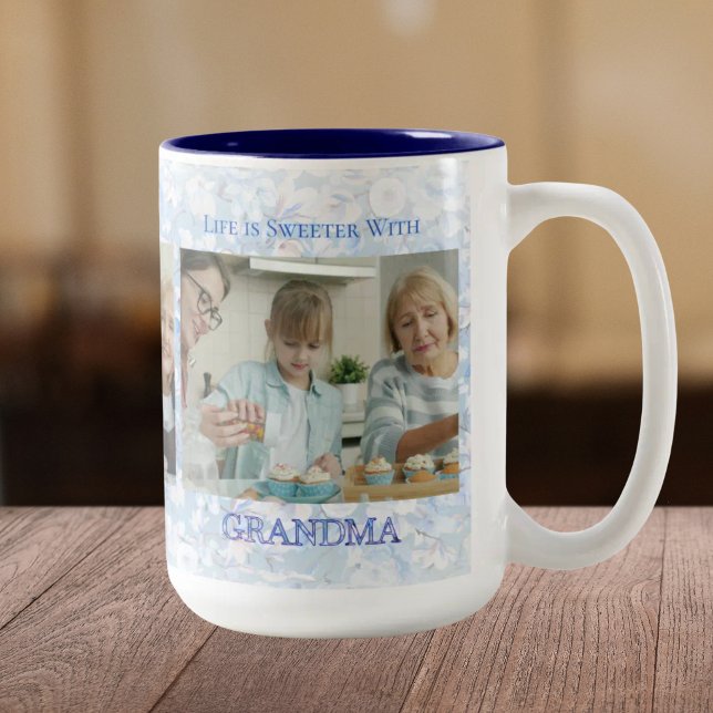 Mug pour grand-mère cadeau de fêtes floral (Créateur téléchargé)