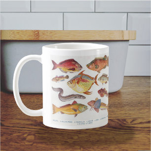 Mug Pour l'Angleur - Illustrations de Poissons Vintage