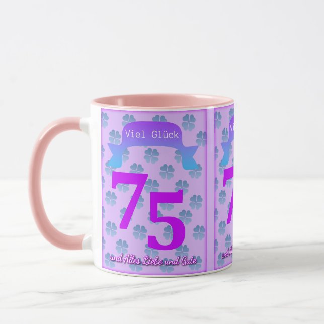 Mug pour les 75 ans en allemand (Gauche)
