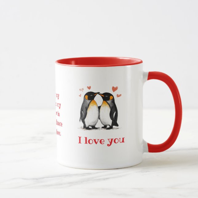 Mug Pour les amoureux, Citation de pingouins, Ajouter  (Droite)
