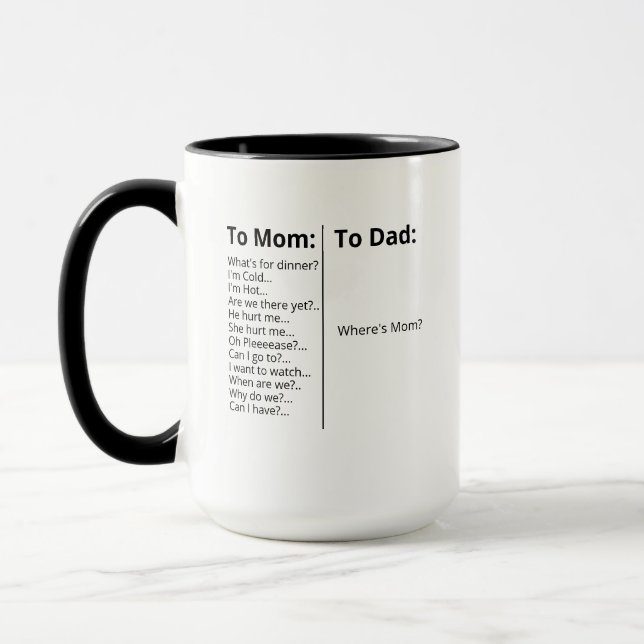 Mug pour les parents, Cadeau pour maman, Drôle (Gauche)