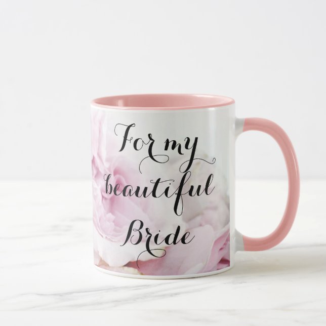 Mug Pour ma belle mariée jolie en rose rose florale (Droite)