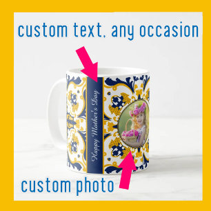 Mug Pour Maman 💙💛 Beaux Azulejos bleus et jaunes