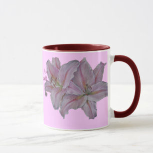 Mug Pour maman lys rose fleurs florales