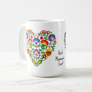 Mug Pour MAMAN💗Joli vernis Cœur en Wycinanki