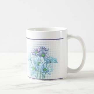 Mug Pourpre et marguerites peintes par turquoise