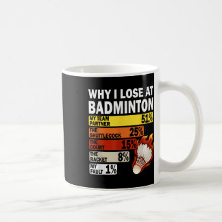 Mug Pourquoi je perds au badminton drôle c'est ma faut