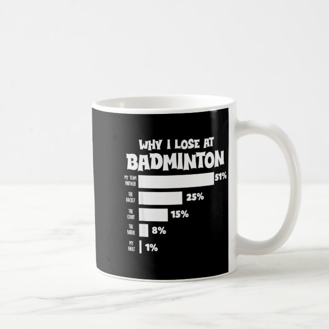 Mug Pourquoi je perds au badminton Excuses drôles Shut (Droite)