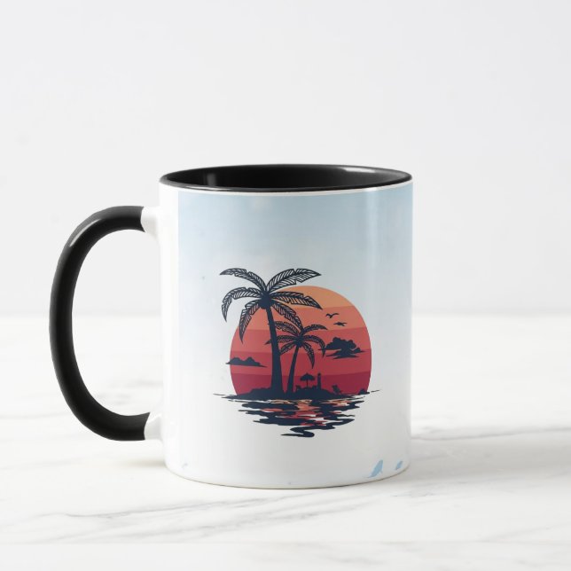 Mug Poursuite Éternelle des Couchers de Soleil Palmier (Gauche)