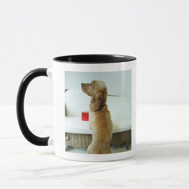 Mug Poursuivez la position sur un divan avec un cadeau (Gauche)