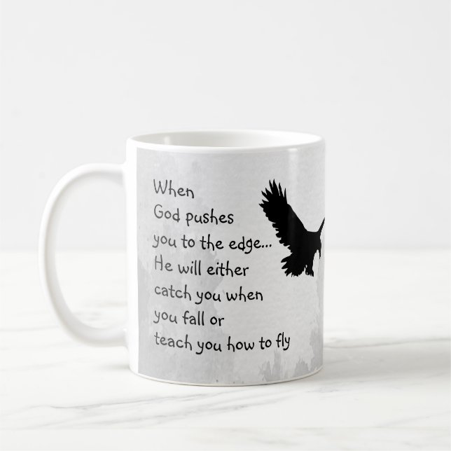 Mug Poussé à l'extrémité Dieu attrape ou enseigne à vo (Gauche)