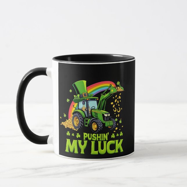 Mug Pousser ma chance Funny Excavateur St Patrick's Da (Gauche)