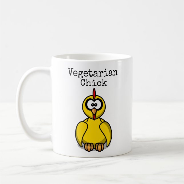Mug Poussin Végétarien Dessin Animé (Gauche)