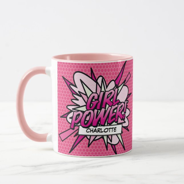 Mug POUVOIR DES FILLES Nom Amusant Rétro Bande Dessiné (Gauche)