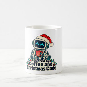 Mug Powered by Coffee and Christmas Code Robot