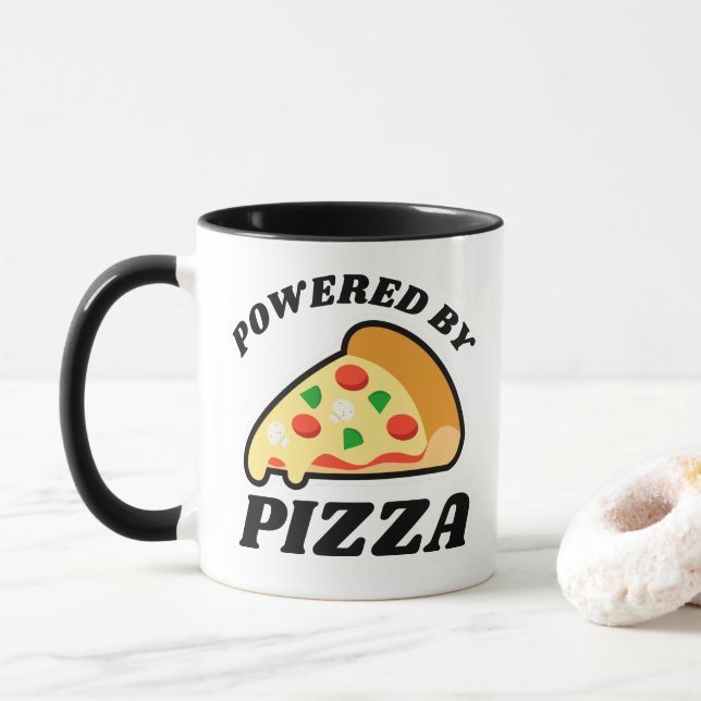 Mug 'Powered by Pizza' (Alimenté par la pizza) (Avec donut)