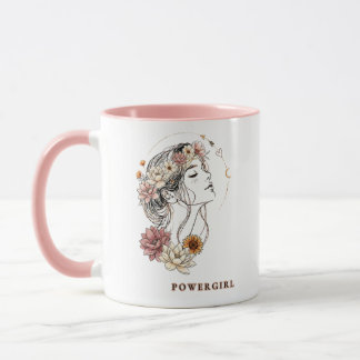 Mug Powergirl – Force Féminine Florale & Autonomisatio