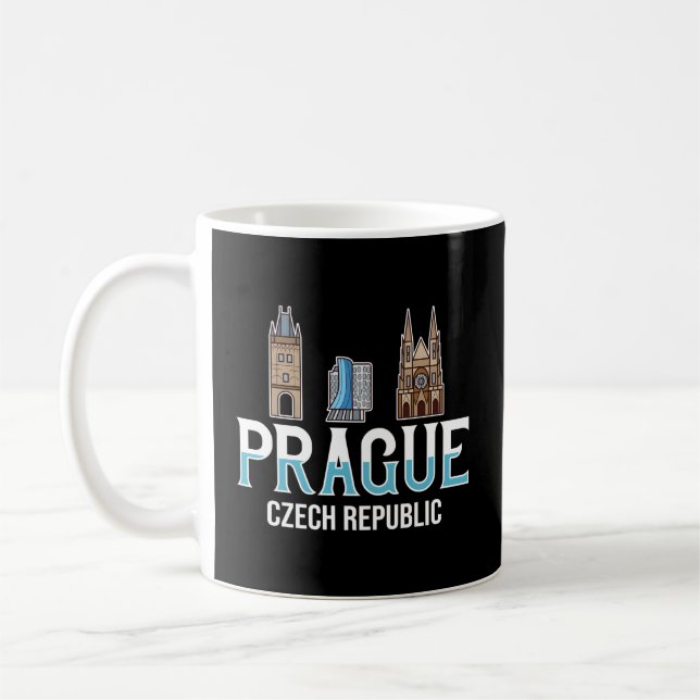 Mug Prague République tchèque City Skyline Plan Voyage (Gauche)